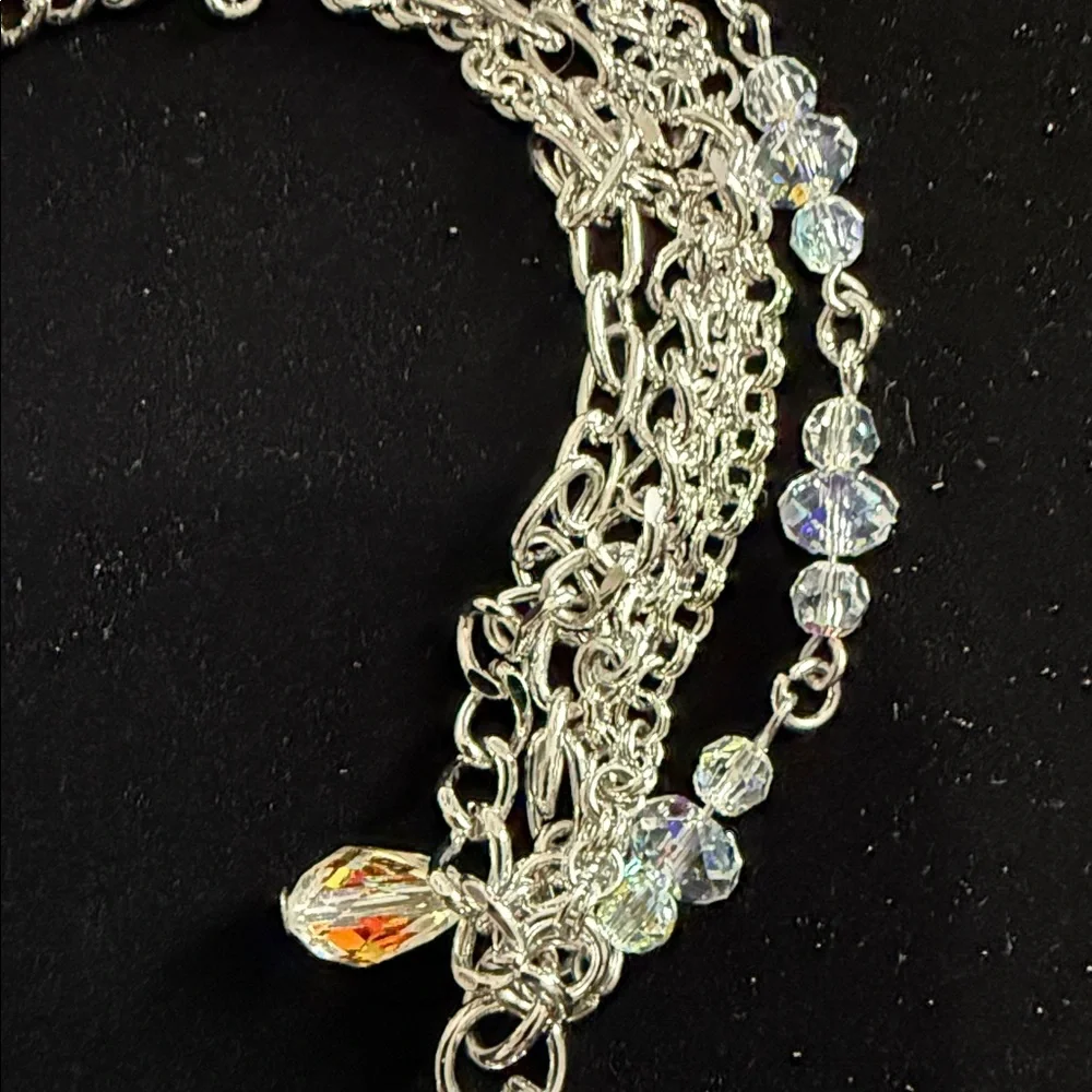 C519 Kirk’s Folly Silvertone Chain and Aurora Borealis Bracelet 7-8” - Picture 4 of 5